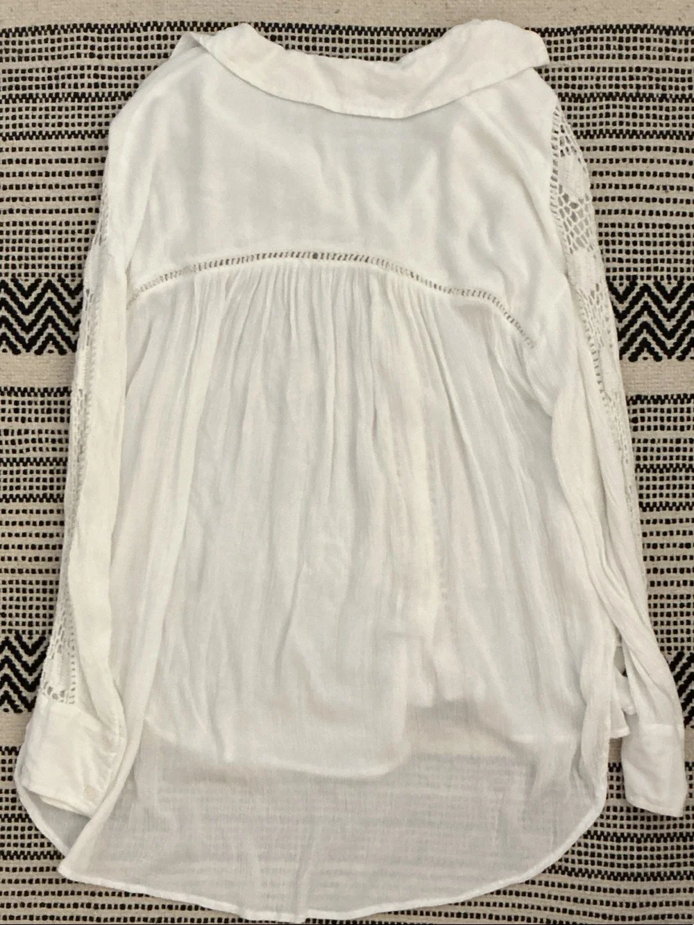 Free People Katie bird White Crochet-Detail Button Down Shirt - Picture 8 of 10